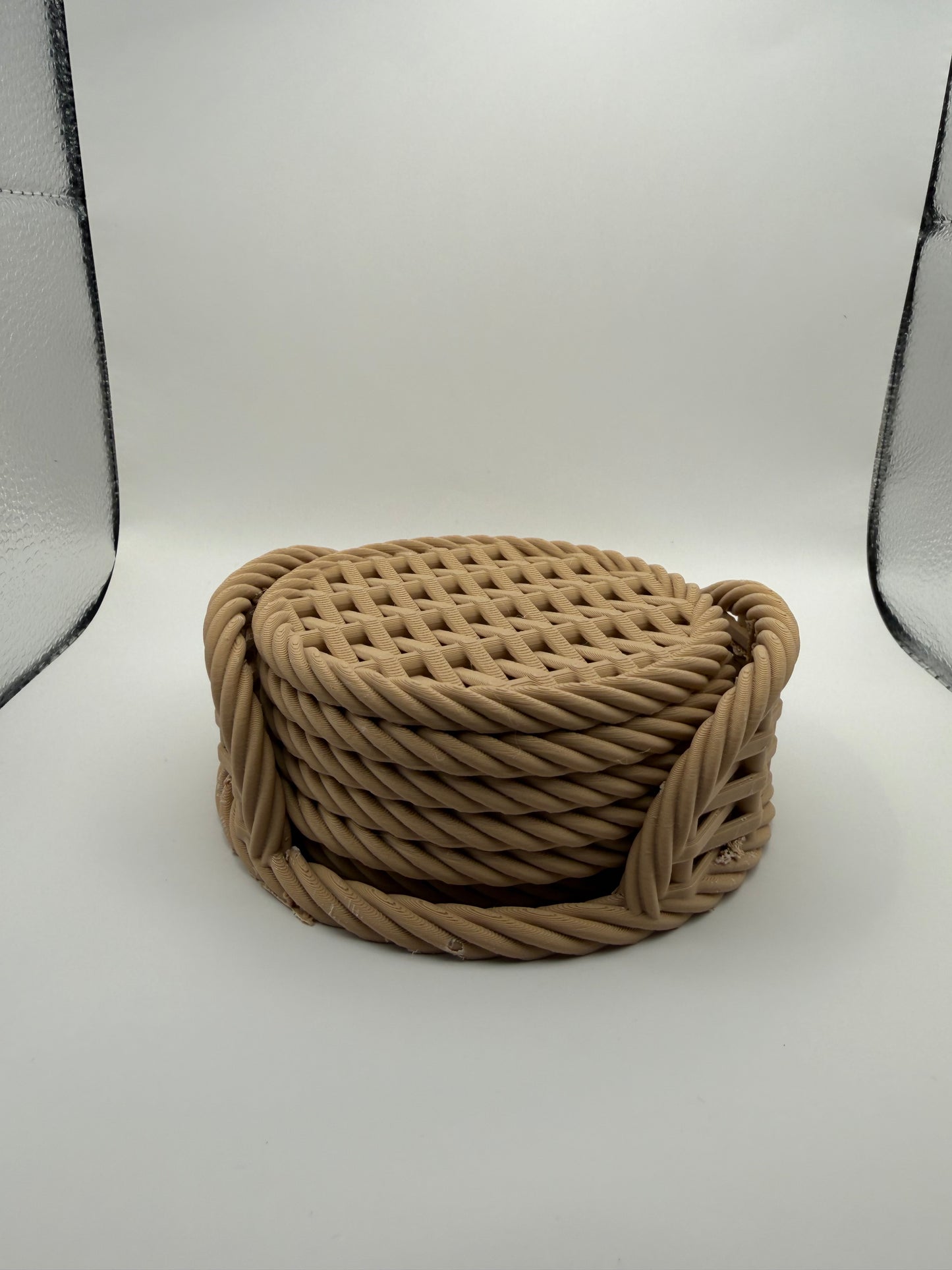 3D Printed Rope‑Style Coasters • Woven Pattern Drink Coaster Set • Modern Minimalist Home Decor