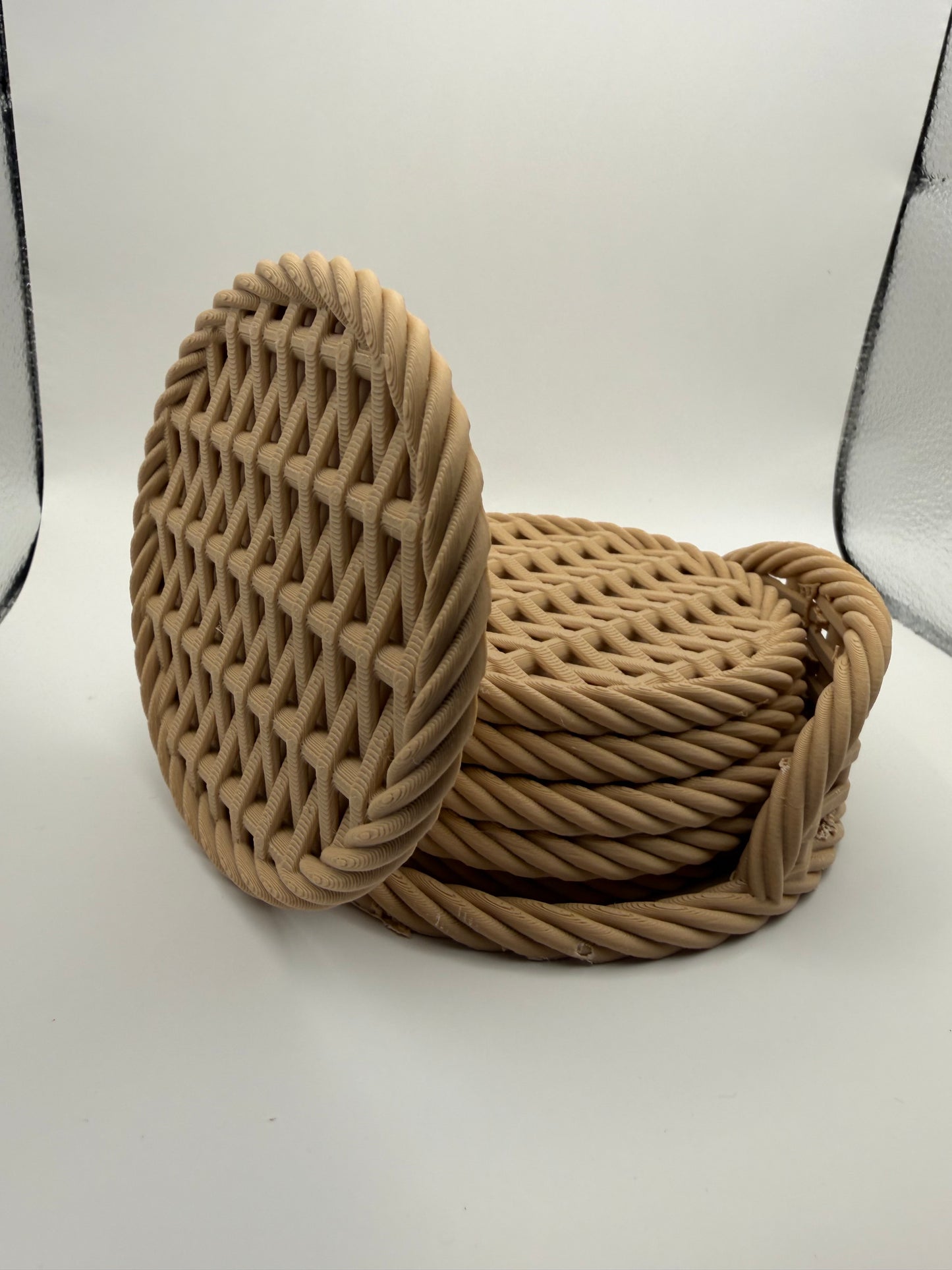 3D Printed Rope‑Style Coasters • Woven Pattern Drink Coaster Set • Modern Minimalist Home Decor
