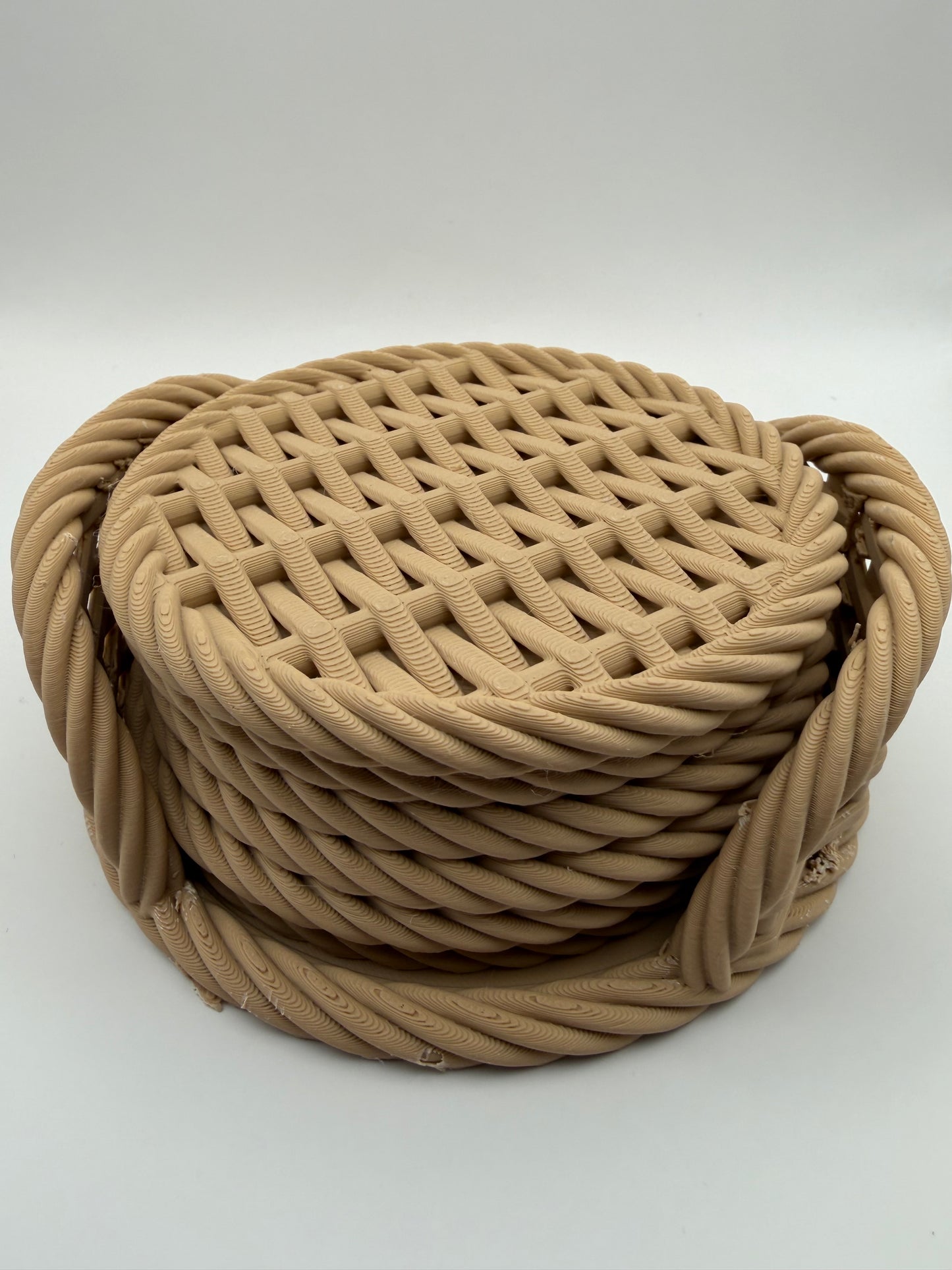 3D Printed Rope‑Style Coasters • Woven Pattern Drink Coaster Set • Modern Minimalist Home Decor