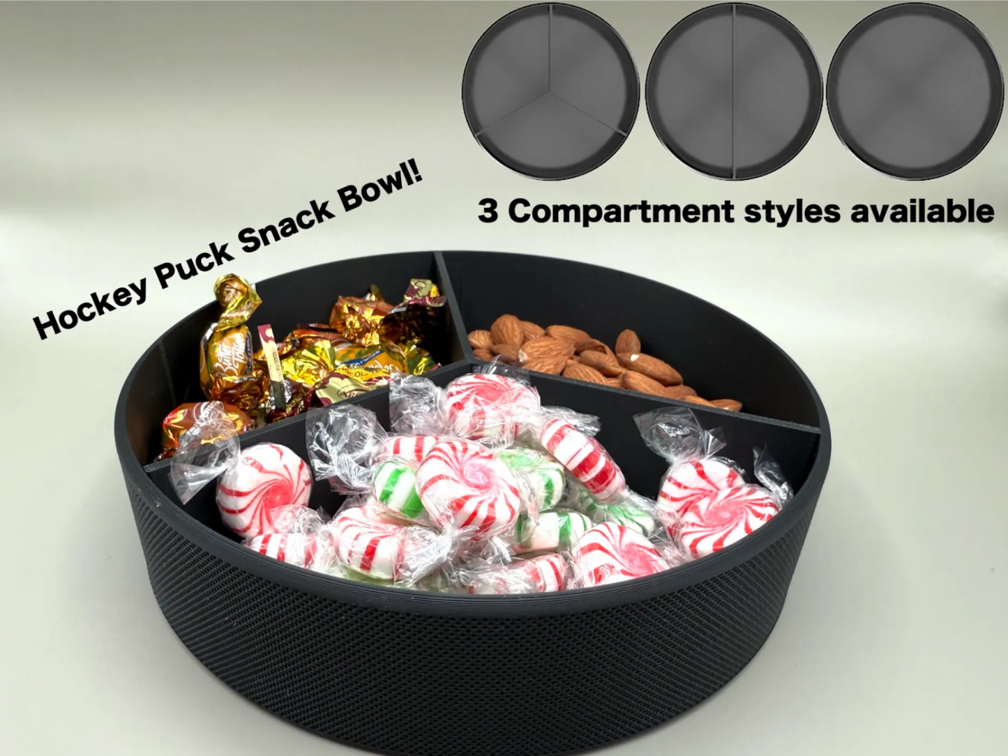 Hockey Puck Snack Bowl – 3D Printed Sports Gift for Game Night & Man Cave
