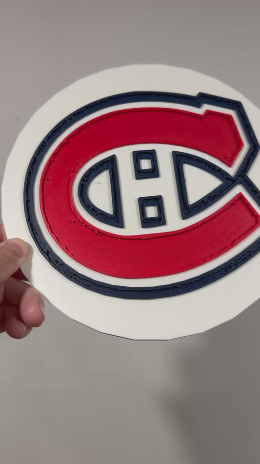 3D Printed Montreal Canadiens Inspired Hockey Plaque, Sports Wall Art (Man Cave Gift)